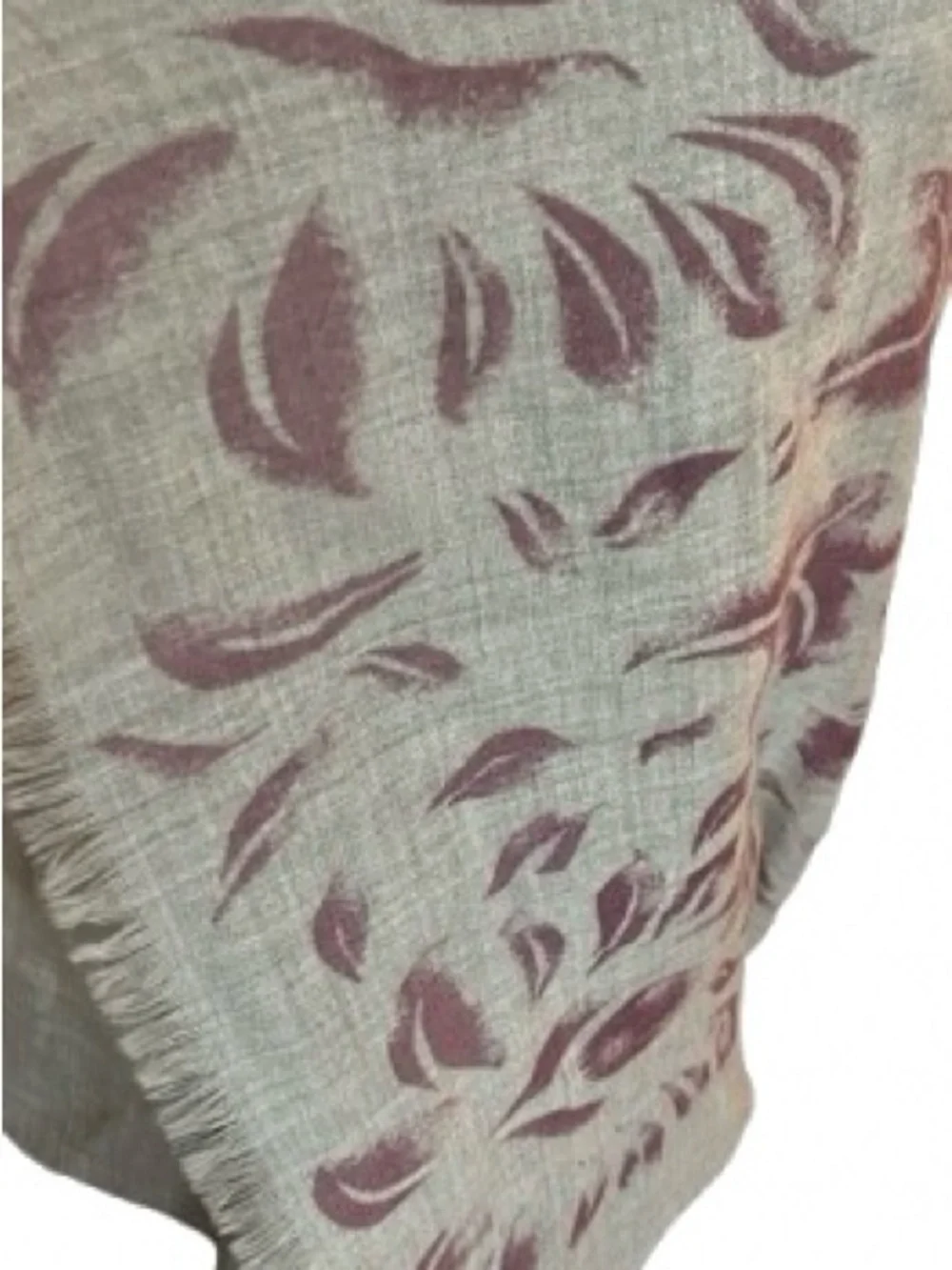 Baby Alpaca Wool and Silk KUNA Scarf Wrap Floral Boho Designer Gray Purple Shawl